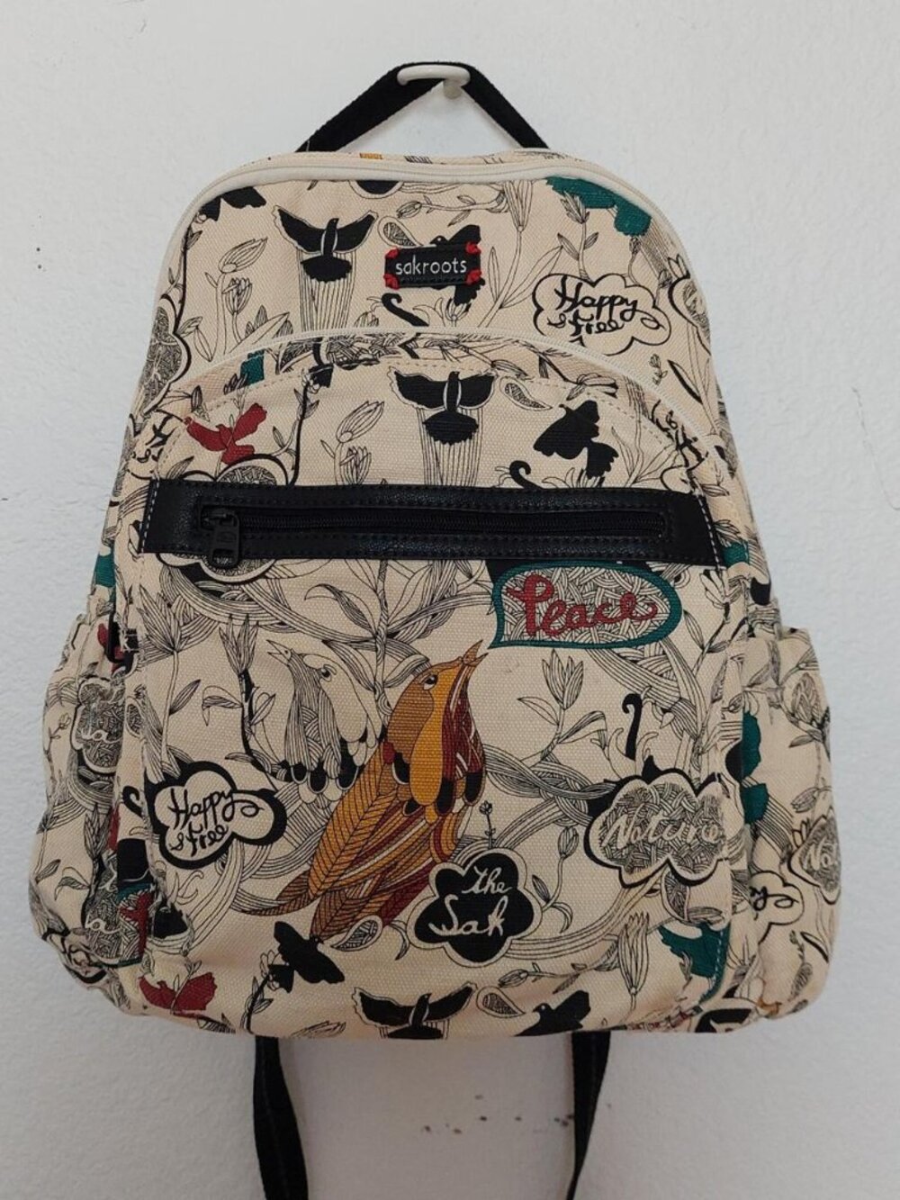 Sakroots multi coloured backpack peace bird zipper #boho #kids . has imperfectio